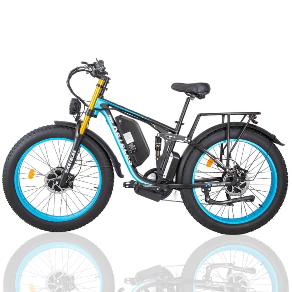 Keteles K800 Pro adult off-road electric bicycle, 2000W/1000W motors, 23AH/ 17.5Ah battery, 4.0'' fat tire full suspension ebike