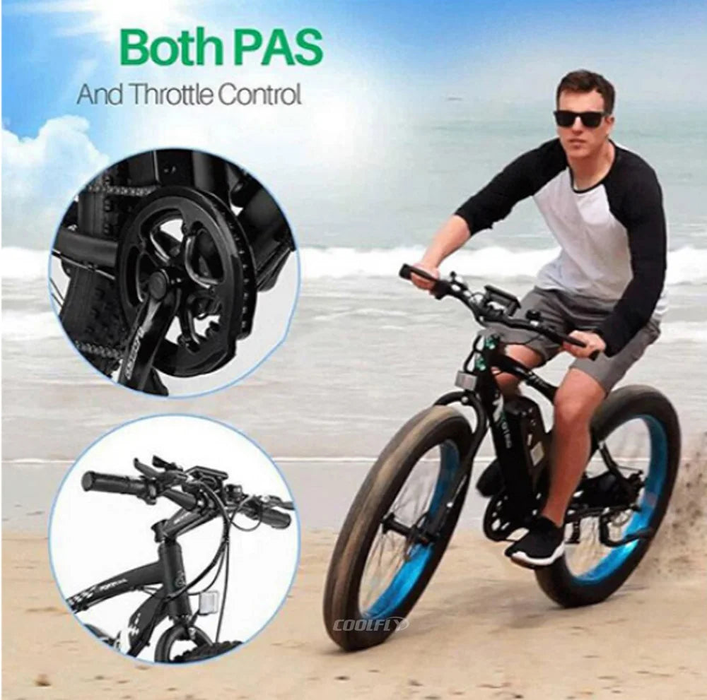 Factory Supply Electric Fat Tire Bike  FATBIKE26 26inch Electric Mountain Bike With PAS Bicicletas Elctricas for Sale