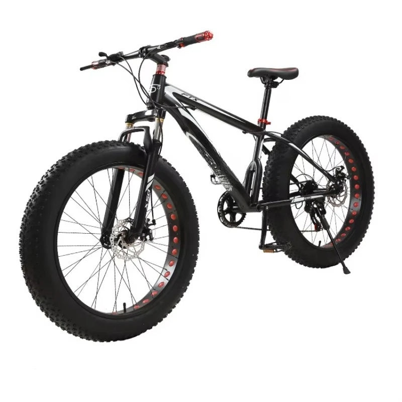 26-Inch Variable Speed Beach Snowbike Shock Absorbing Disc Brakes Mountain Wide Tires Off-Road Bike