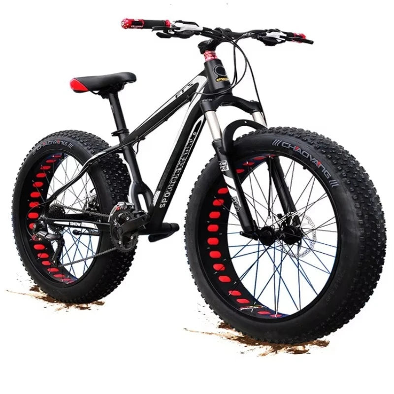 26-Inch Variable Speed Beach Snowbike Shock Absorbing Disc Brakes Mountain Wide Tires Off-Road Bike