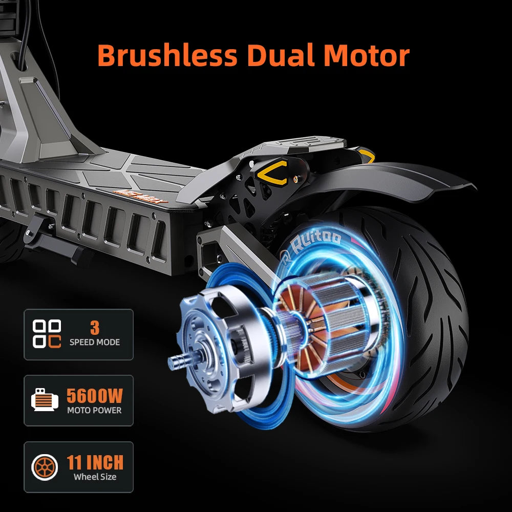 Ruitoo M6Max Dual Motor 5600W 60V27AH Fast Electrical Scooter Factory Direct Sale Adult Electric Scooter