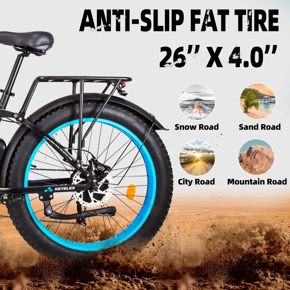 Keteles K800 Pro adult off-road electric bicycle, 2000W/1000W motors, 23AH/ 17.5Ah battery, 4.0'' fat tire full suspension ebike