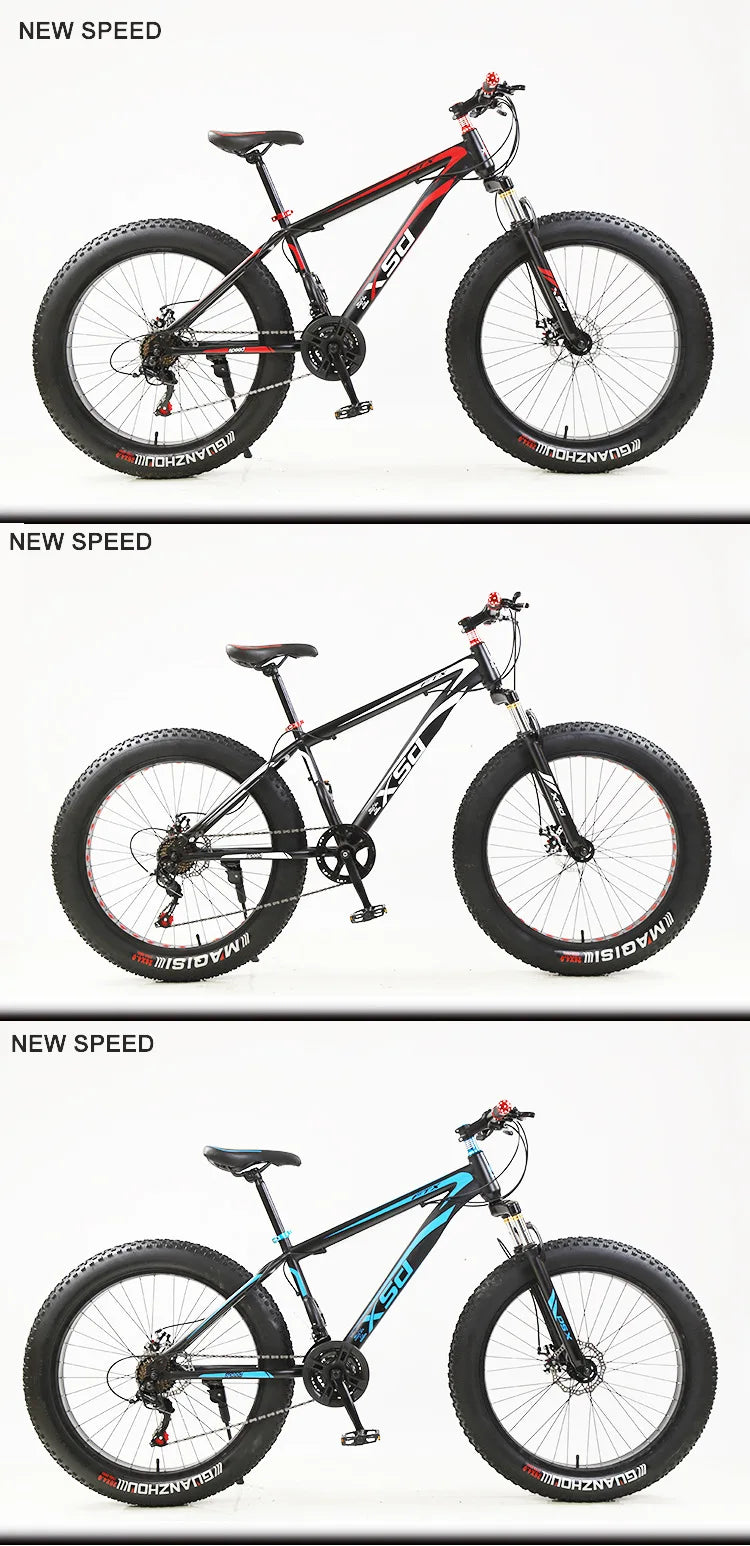 26-Inch Variable Speed Beach Snowbike Shock Absorbing Disc Brakes Mountain Wide Tires Off-Road Bike