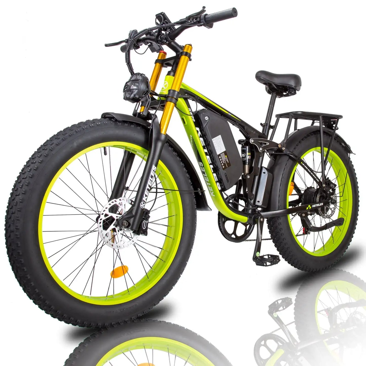 Keteles K800 Pro adult off-road electric bicycle, 2000W/1000W motors, 23AH/ 17.5Ah battery, 4.0'' fat tire full suspension ebike