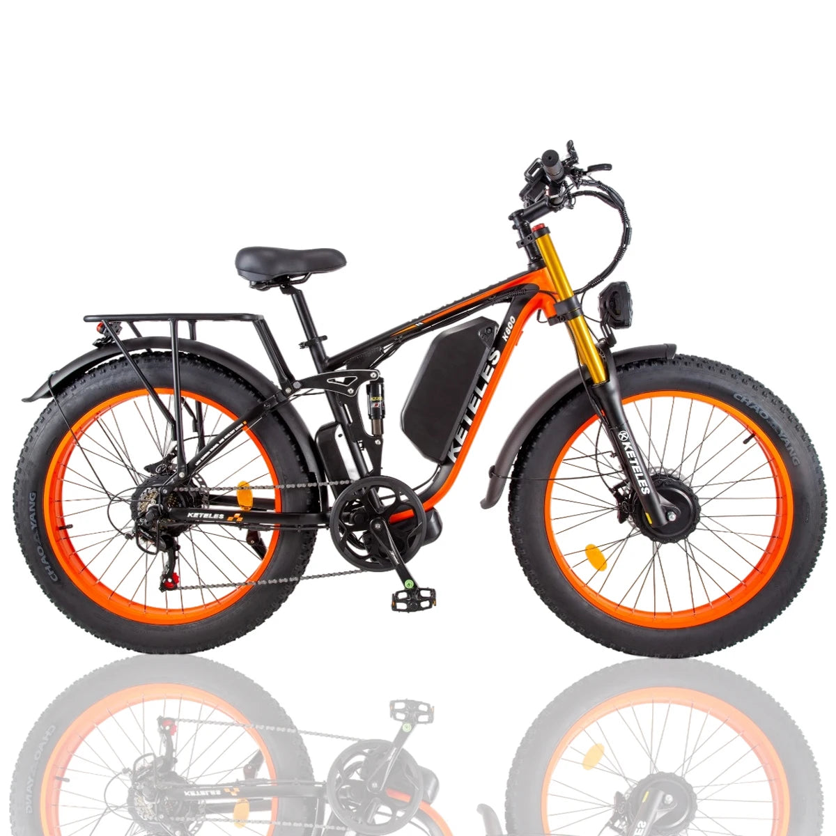 Keteles K800 Pro adult off-road electric bicycle, 2000W/1000W motors, 23AH/ 17.5Ah battery, 4.0'' fat tire full suspension ebike